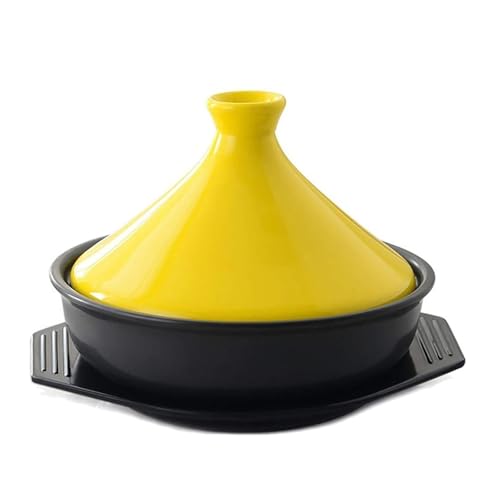 SXTYYH Tajine Topf Zum Kochen Hochwertig Keramik Auflaufform Tagine Marokko Mit Konischem Deckel, for Fleisch Und Gerichte, Vegetarische Gerichte(Gelb) von SXTYYH