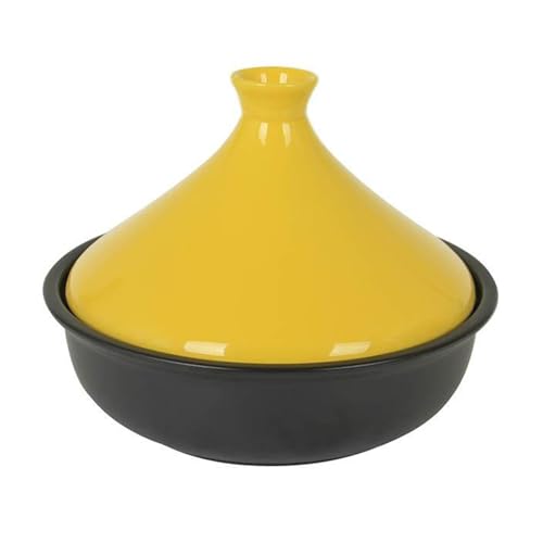 SXTYYH Tajine Topf Zum Kochen Hochwertiger Keramik-Ton Tagine Marokko for GleichmäßIge Wärmeverteilung Auflaufform Mit Konischem Deckel(Gelb) von SXTYYH