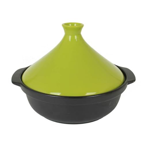 SXTYYH Tajine Topf Zum Kochen Hochwertiger Keramik-Ton Tagine Marokko for GleichmäßIge Wärmeverteilung Auflaufform Mit Konischem Deckel(Green with handle) von SXTYYH