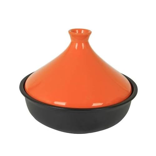 SXTYYH Tajine Topf Zum Kochen Hochwertiger Keramik-Ton Tagine Marokko for GleichmäßIge Wärmeverteilung Auflaufform Mit Konischem Deckel(Orange) von SXTYYH