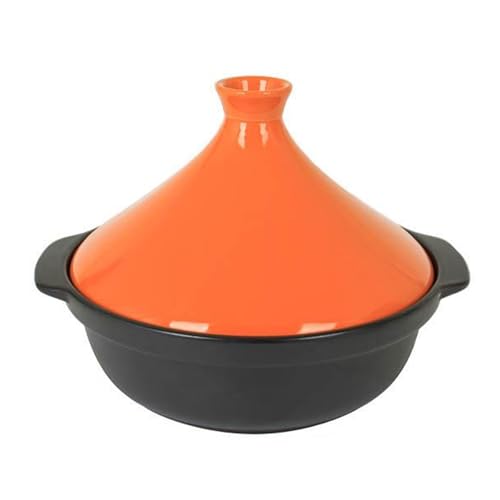 SXTYYH Tajine Topf Zum Kochen Hochwertiger Keramik-Ton Tagine Marokko for GleichmäßIge Wärmeverteilung Auflaufform Mit Konischem Deckel(Orange with handle) von SXTYYH