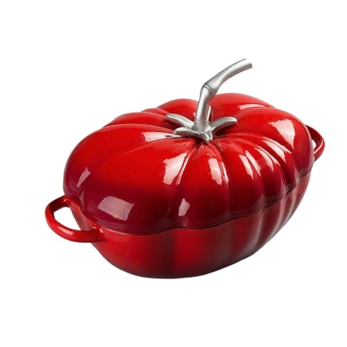 SXTYYH Tomatenförmiger Dutch Oven Robuste Gusseisen Topf Mit Emaille-Beschichtung Zum Kochen In InnenräUmen Schmortopf Mit Deckel von SXTYYH