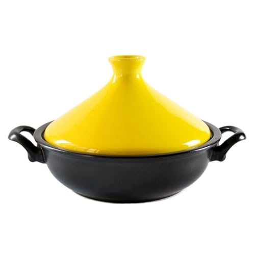 SXTYYH Traditionell Tonkeramik Tajine Topf Zum Kochen Mit Konischem Deckel Und Zwei Griffen Tagine Marokko for Langsames Garen, Eintöpfe, Handgefertigtes Design(Gelb) von SXTYYH