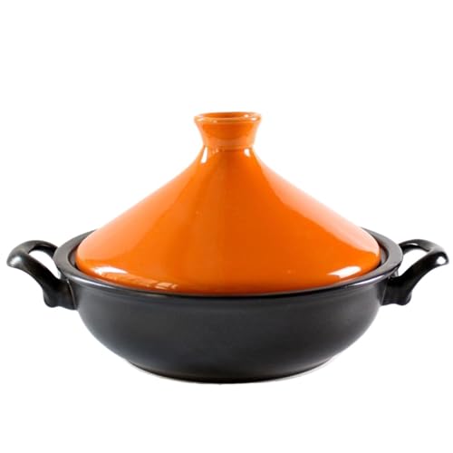 SXTYYH Traditionell Tonkeramik Tajine Topf Zum Kochen Mit Konischem Deckel Und Zwei Griffen Tagine Marokko for Langsames Garen, Eintöpfe, Handgefertigtes Design(Orange) von SXTYYH