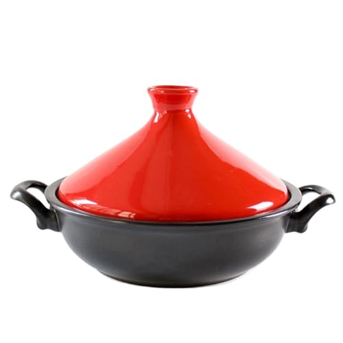 SXTYYH Traditionell Tonkeramik Tajine Topf Zum Kochen Mit Konischem Deckel Und Zwei Griffen Tagine Marokko for Langsames Garen, Eintöpfe, Handgefertigtes Design(Rot) von SXTYYH