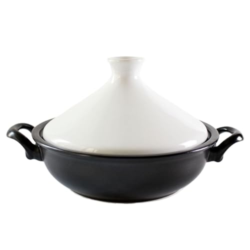 SXTYYH Traditionell Tonkeramik Tajine Topf Zum Kochen Mit Konischem Deckel Und Zwei Griffen Tagine Marokko for Langsames Garen, Eintöpfe, Handgefertigtes Design(Weiß) von SXTYYH