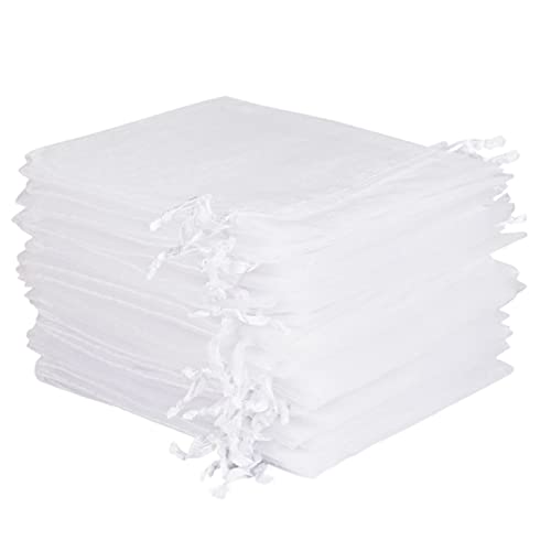 SXUUXB 100 Stück Organzasäckchen 30x40 cm Weiß Säckchen zum Befüllen Geschenksäckchen mit Kordelzug für Verpackungstüten, Seifensäckchen, Schmuckbeutel, Geschenktüten von SXUUXB