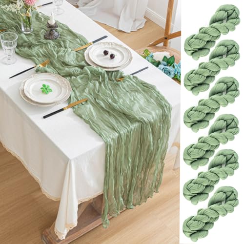 SXUUXB 6 Stück Tischläufer Salbeigrün Boho Deko,90 x 300cm Musselin Seihtuch Tischläufer,Käsetuch Tischdeko,Tischdecke für Verlobung,Hochzeit,Taufe,Gartenparty SXUUXB 6 Stück Tischläufer Salbeigrün Boho Deko,90 x 300cm Musselin Seihtuch Tischläufer,Käsetuch Tischdeko,Tischdecke für Verlobung,Hochzeit,Taufe,Gartenparty von SXUUXB