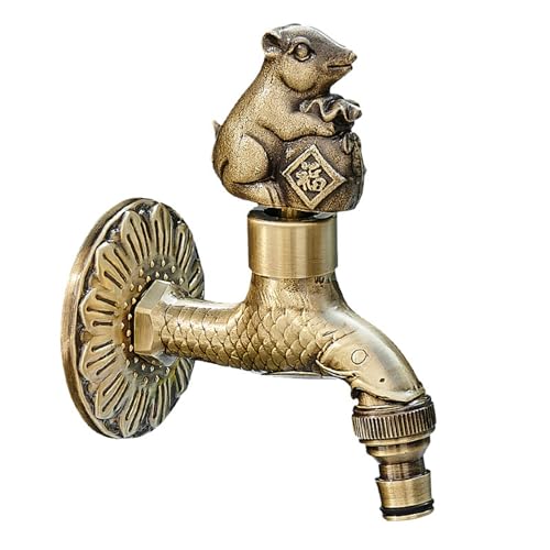 Auslassventil 1/2 Zoll für den Wasserhahn Aussen Frostsicher Vintage Massiv Messing Wasserhahn für den Garten,Gelb von SXWYLZ