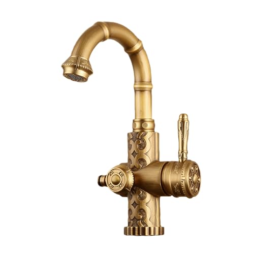 SXWYLZ Antik Außenwasserhahn Wasserhahn Garten mit 1/2" Bajonettanschluss Doppelwasserhahn 360° Schwenkbar Warm und Kalt von SXWYLZ