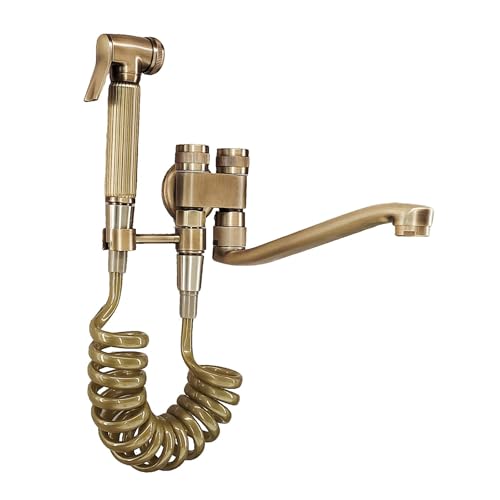 SXWYLZ Antike Bidet Handbrause Wasserhahn Wandmontage Wc-Bidet Handbrause Set Einem Einlass und Zwei Auslässen Geeignet für Mop Pool SXWYLZ Antike Bidet Handbrause Wasserhahn Wandmontage Wc-Bidet Handbrause Set Einem Einlass und Zwei Auslässen Geeignet für Mop Pool von SXWYLZ