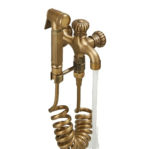 SXWYLZ Antike Bidet Spritzpistole Set Wc Handbrause Wasserhahn Eins Rein Zwei Raus Geeignet für Badezimmer Mop Pool von SXWYLZ