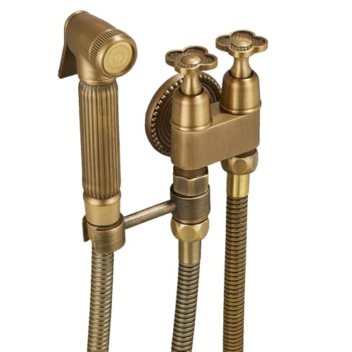 SXWYLZ Antike Handbrause Toilette Set Wandmontage Bidet Handbrause Wasserhahn mit 60cm Toilettenschlauch zur Badezimmerreinigung SXWYLZ Antike Handbrause Toilette Set Wandmontage Bidet Handbrause Wasserhahn mit 60cm Toilettenschlauch zur Badezimmerreinigung von SXWYLZ