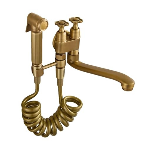 SXWYLZ Antikes Handbrause für Toilette Set Bidet Armatur mit Handbrause Eins Rein Zwei Raus Geeignet für Badezimmerhygiene Mop Pool von SXWYLZ