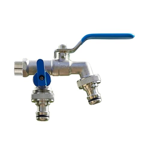 SXWYLZ Außenwasserhahn Frostsicher 1/2 Zoll Doppelwasserhahn Garten Wasserhahn Wandmontage Kaltwasser zum Bewässern von Blumen und zum Autowaschen, Chrom + Blau SXWYLZ Außenwasserhahn Frostsicher 1/2 Zoll Doppelwasserhahn Garten Wasserhahn Wandmontage Kaltwasser zum Bewässern von Blumen und zum Autowaschen, Chrom + Blau von SXWYLZ