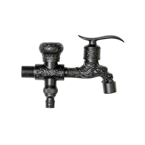 SXWYLZ Außenwasserhahn Frostsicher Schwarz Doppelwasserhahn 1/2 Zoll Garten Wasserhahn Wandmontage Kaltwasser für Mop Pool und Garten von SXWYLZ