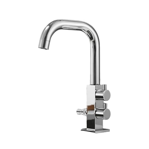 SXWYLZ Aussenwasserhahn Garten Wasserhahn Doppelter Auslauf 360° Schwenkbar Kaltwasserhahn mit Umsteller Doppelgriffe,Chrom von SXWYLZ