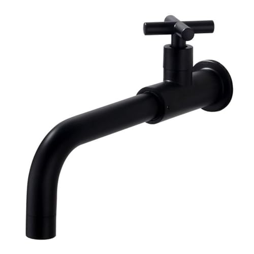 SXWYLZ Badarmatur Waschbecken Waschbeckenamaturen Lang Mop Pool Wasserhahn Kaltwasserhahn Wand Messing Wandmontierter 360° Drehhaken Schwenkhahn für Wandarmatur,Schwarz von SXWYLZ