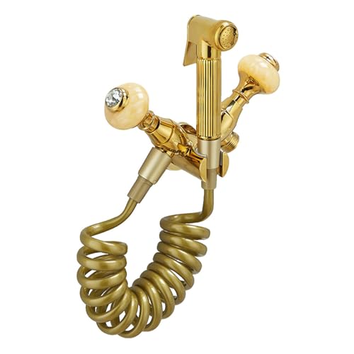 SXWYLZ Bidet Hand Shower Set Retro Bidet Sprühpistolen Set Einer Rein Zwei Raus Geeignet für die Persönliche Hygiene im Badezimmer, Gold + Topas SXWYLZ Bidet Hand Shower Set Retro Bidet Sprühpistolen Set Einer Rein Zwei Raus Geeignet für die Persönliche Hygiene im Badezimmer, Gold + Topas von SXWYLZ