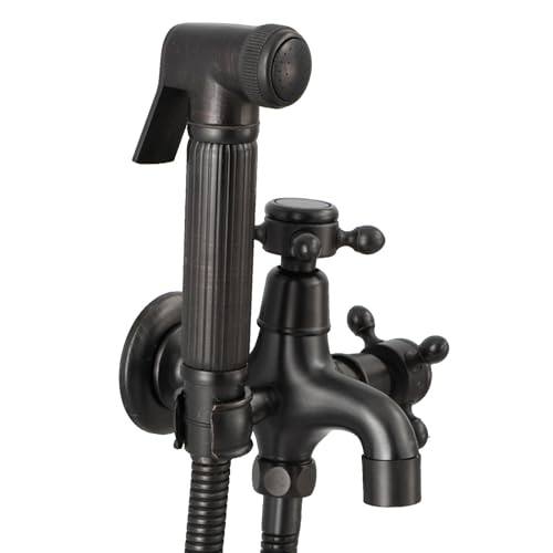 SXWYLZ Bidet Handbrause für Toilette Schwarz mit Integriertem Ständer Wasserhahn Spritzpistole und 1,5m Schlauch für Toilette und Mop Pool von SXWYLZ
