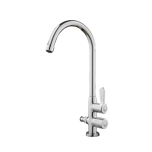 SXWYLZ Doppel Wasserhahn Garten Frostsicher Kaltwasserhahn 360° Schwenkbar Aussenwasserhahn Garten mit Umsteller Doppelgriffe,Chrom von SXWYLZ