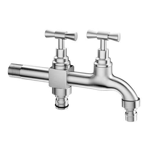 SXWYLZ Doppelwasserhahn 1/2 Zoll Frostsicher Außenwasserhahn Wasserhahn Wandmontage Kaltwasser für den Außenbereich, Edelstahl,Chrom,17 CM SXWYLZ Doppelwasserhahn 1/2 Zoll Frostsicher Außenwasserhahn Wasserhahn Wandmontage Kaltwasser für den Außenbereich, Edelstahl,Chrom,17 CM von SXWYLZ