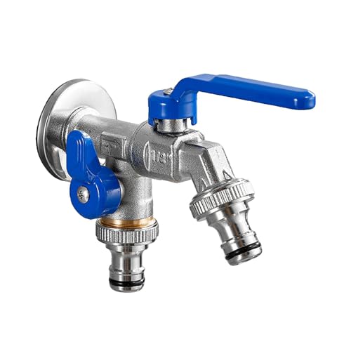 SXWYLZ Doppelwasserhahn 1/2 Zoll Garten Außenwasserhahn Messing Wasserhahn Wandmontage Kaltwasser für Terrassen,Chrom + Blau SXWYLZ Doppelwasserhahn 1/2 Zoll Garten Außenwasserhahn Messing Wasserhahn Wandmontage Kaltwasser für Terrassen,Chrom + Blau von SXWYLZ