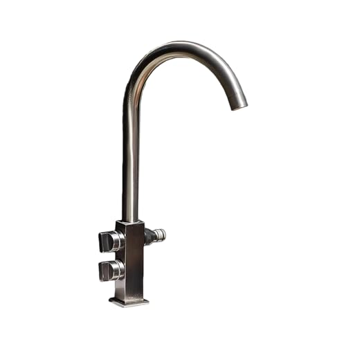 SXWYLZ Frostsicherer Außenwasserhahn Garten Wasserhahn Doppelter Auslauf 360° Schwenkbar Kaltwasserhahn mit Wasserverteiler Doppelgriff,Grau von SXWYLZ
