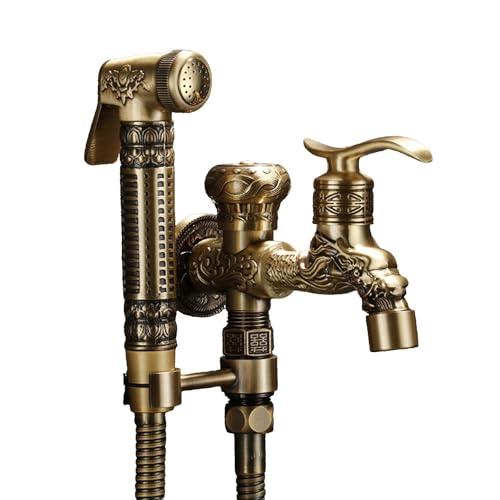 SXWYLZ Handbrause Toilette Messing Wandmontage Antik Stil Doppelauslauf Bidet Handbrause für die Körperhygiene und zum Duschen von Haustieren SXWYLZ Handbrause Toilette Messing Wandmontage Antik Stil Doppelauslauf Bidet Handbrause für die Körperhygiene und zum Duschen von Haustieren von SXWYLZ