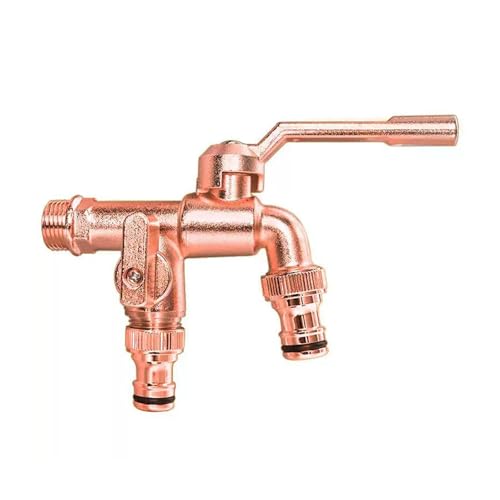 SXWYLZ Kaltwasserhahn Wandmontage Wasserhahn Aussen 1/2 Zoll Frostsicher Wasserhahn Doppelanschluss für Gärten, Roségold von SXWYLZ