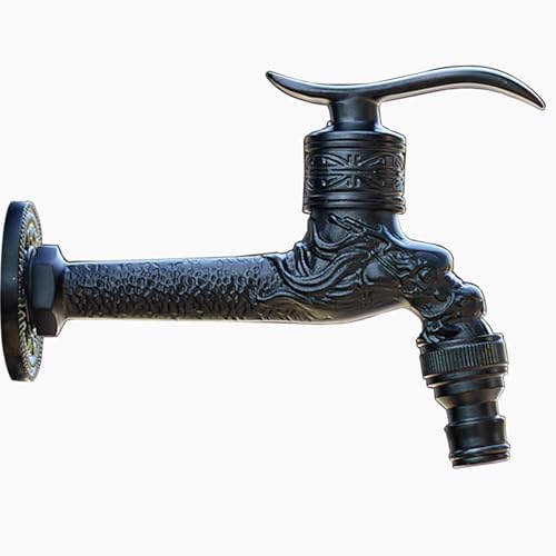 SXWYLZ Outdoor Vintage Kaltwasserhahn Wandmontage Garten Wasserhahn 1/2 Zoll Verlängerung Frostschutz Wasserhahn Aussen, Schwarz von SXWYLZ