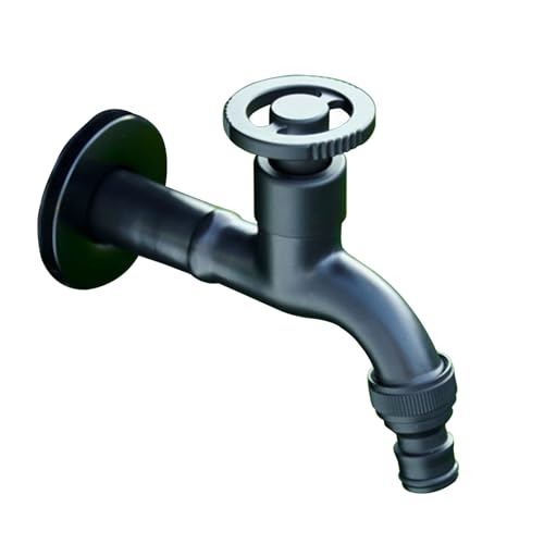 SXWYLZ Outdoor Wasserhahn Garten Kaltwasserhahn Wandmontage Edelstahl Außenhahn Wasserhahn Aussen Wandmontage Aussenwasserhahn Frostsicher 1/2 Zoll,Schwarz von SXWYLZ