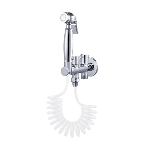 SXWYLZ Toilette Handbrause Wasserhahn Bidet Handbrause Set Ein Einlass Zwei Auslässe Geeignet für die Tierpflege und Bodenreinigung, Chrom + Weiß SXWYLZ Toilette Handbrause Wasserhahn Bidet Handbrause Set Ein Einlass Zwei Auslässe Geeignet für die Tierpflege und Bodenreinigung, Chrom + Weiß von SXWYLZ