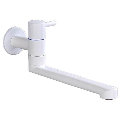 SXWYLZ Wandarmatur Küche Langer auslauf Wasserhahn Waschküche Wandmontage aus Messing Küchenwasserhahn Spüle Wand Waschbecken Wasserhahn Verlängerung,Weiß,20Cm von SXWYLZ