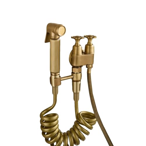SXWYLZ Wandmontage Spritzpistole für Toilette Set Antiker Bidet Handbrause Doppelauslass Geeignet für die Badezimmerreinigung SXWYLZ Wandmontage Spritzpistole für Toilette Set Antiker Bidet Handbrause Doppelauslass Geeignet für die Badezimmerreinigung von SXWYLZ
