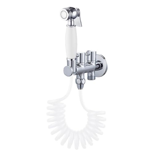 SXWYLZ Wandmontage Wc-Bidet Handbrause Set Retro Handbrause Wc Set für Badezimmer Toiletten, Chrom + Weiß SXWYLZ Wandmontage Wc-Bidet Handbrause Set Retro Handbrause Wc Set für Badezimmer Toiletten, Chrom + Weiß von SXWYLZ