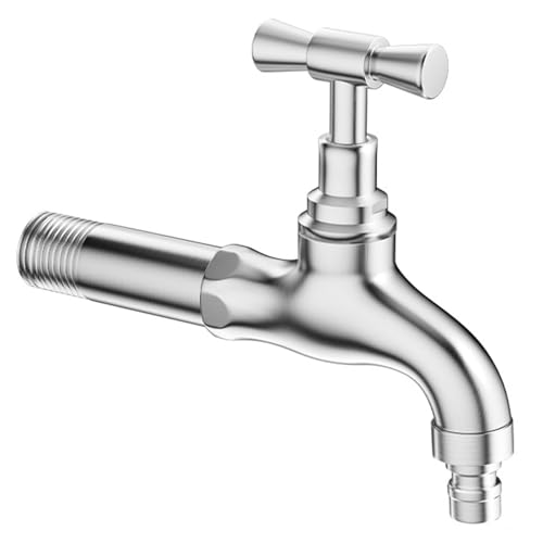 SXWYLZ Wasserhähne für außen Kaltwasserhahn Wandmontage Aus Edelstahl Garten Wasserhahn 1/2 Zoll Verlängerung Wasserhahn Aussen Frostsicher,130Mm von SXWYLZ