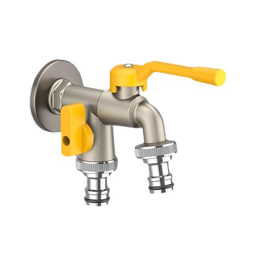 SXWYLZ Wasserhahn Aussen Frostsicher Doppelwasserhahn Garten Wasserhahn Wandmontage Kaltwasser 1/2 für Terrasse und Balkon, Chrom + Gelb SXWYLZ Wasserhahn Aussen Frostsicher Doppelwasserhahn Garten Wasserhahn Wandmontage Kaltwasser 1/2 für Terrasse und Balkon, Chrom + Gelb von SXWYLZ