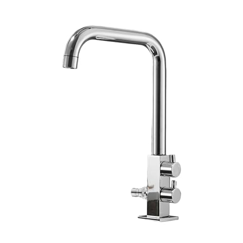 SXWYLZ Wasserhahn Aussen Frostsicher Wasserhahn Doppelter Auslauf 360° Schwenkbar Kaltwasserhahn mit Wasserverteiler Doppelgriff,Chrom von SXWYLZ