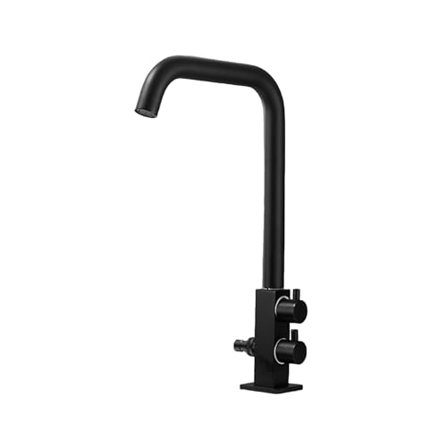 SXWYLZ Wasserhahn Aussen Frostsicher Wasserhahn Doppelter Auslauf 360° Schwenkbar Kaltwasserhahn mit Wasserverteiler Doppelgriff,Schwarz von SXWYLZ