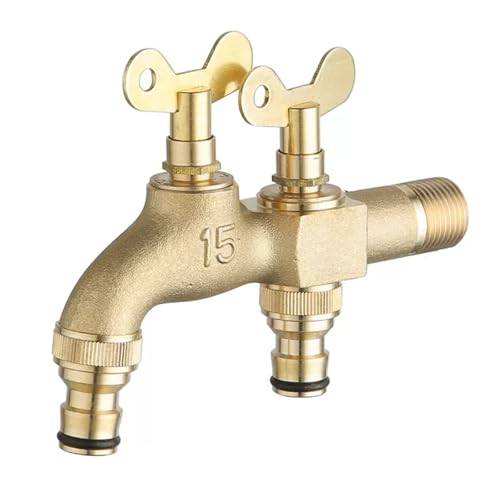 SXWYLZ Wasserhahn Garten Doppel Auslaufhahn Doppel Wasserhahn Garten Messing Wasserhahn Wandmontage Außen Abschließbarer Wasserhahn Frostsicher von SXWYLZ