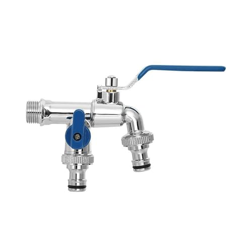 SXWYLZ Wasserhahn Garten Kaltwasserhahn Wandmontage 1/2 Zoll Doppelwasserhahn Außen Ein Einlass und Zwei Auslässe für den Einsatz im Innenhof,Chrom + Blau SXWYLZ Wasserhahn Garten Kaltwasserhahn Wandmontage 1/2 Zoll Doppelwasserhahn Außen Ein Einlass und Zwei Auslässe für den Einsatz im Innenhof,Chrom + Blau von SXWYLZ