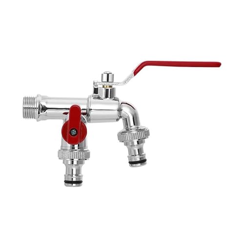 SXWYLZ Wasserhahn Garten Kaltwasserhahn Wandmontage 1/2 Zoll Doppelwasserhahn Außen Ein Einlass und Zwei Auslässe für den Einsatz im Innenhof,Chrom + Rot SXWYLZ Wasserhahn Garten Kaltwasserhahn Wandmontage 1/2 Zoll Doppelwasserhahn Außen Ein Einlass und Zwei Auslässe für den Einsatz im Innenhof,Chrom + Rot von SXWYLZ