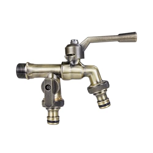 SXWYLZ Wasserhahn Garten Messing Antik Doppelwasserhahn Außen Kaltwasserhahn Wandmontage 1/2 Zoll für den Garten im Freien, Bronze SXWYLZ Wasserhahn Garten Messing Antik Doppelwasserhahn Außen Kaltwasserhahn Wandmontage 1/2 Zoll für den Garten im Freien, Bronze von SXWYLZ