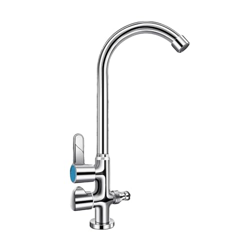 SXWYLZ Wasserhahn Garten Messing Frostsicher Kaltwasserhahn mit Umsteller Doppelwasserhahn Außen 360° Schwenkbar Doppelgriff, Chrom von SXWYLZ