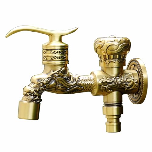 SXWYLZ Wasserhahn Retro Nostalgie Wasserhahn Garten Wandmontage Kaltwasserhahn Aus Messing Wasserhahn Garten Doppel Auslaufhahn für Garden Wasserreservoir von SXWYLZ