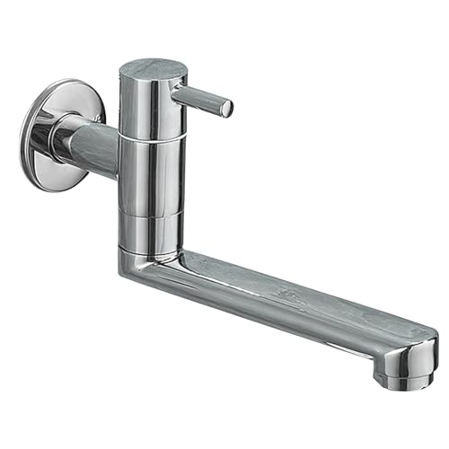 SXWYLZ Wasserhahn Schwenkbar Wandmontage Kaltwasserhahn Wandmontage Messing Spülbecken Einhebel Wand Wasserhahn Verlängerung,Verchromt,16Cm von SXWYLZ