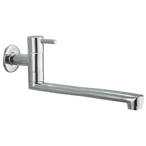 SXWYLZ Wasserhahn Schwenkbar Wandmontage Kaltwasserhahn Wandmontage Messing Spülbecken Einhebel Wand Wasserhahn Verlängerung,Verchromt,25Cm von SXWYLZ