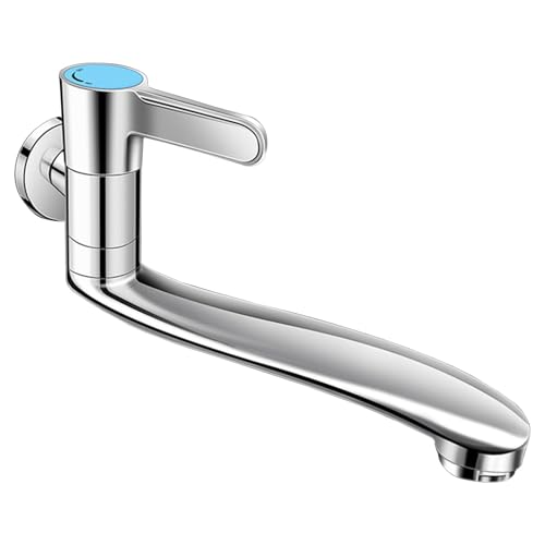 SXWYLZ Wasserhahn Verlängerung ausgussbecken Einhebelmischer Waschbecken Wand aus Messing Wasserhahn 1/2 Zoll Kaltwasser Wandmontage Schwenkhahn für Spüle,Verchromt,18Cm von SXWYLZ