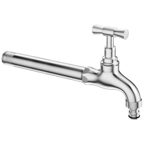 SXWYLZ Wasserhahn Wandmontage Garten Wasserhahn Waschmaschine Garten Wasserhahn Verlängerung Edelstahl aussenwasserhahn Wetterhahn für Garten,200Mm von SXWYLZ